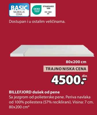 BILLEFJORD DUŠEK OD PENE