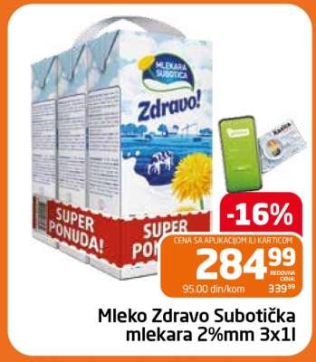 Mleko Zdravo Subotička mlekara 2%mm 3x1l