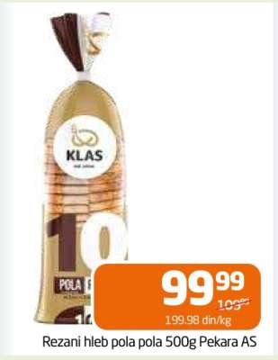 Rezani hleb pola pola 500g Pekara AS