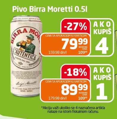 Pivo Birra Moretti 0.5l