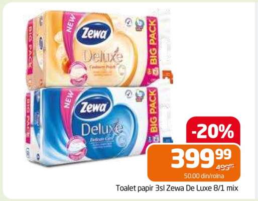 Toalet papir 3sl Zewa De Luxe 8/1 mix