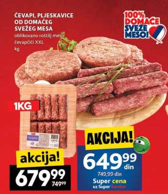 ĆEVAPI PLJESKAVICE OD DOMAĆEG SVEŽEG MESA