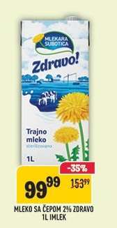 Mleko sa čepom 2% Zdravo 1L Imlek