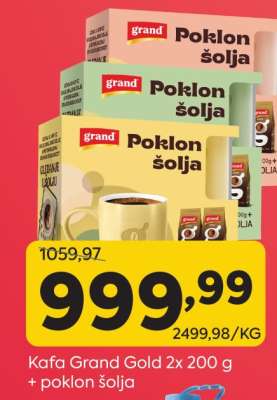 Kafa Grand Gold 2x 200 g + poklon šolja