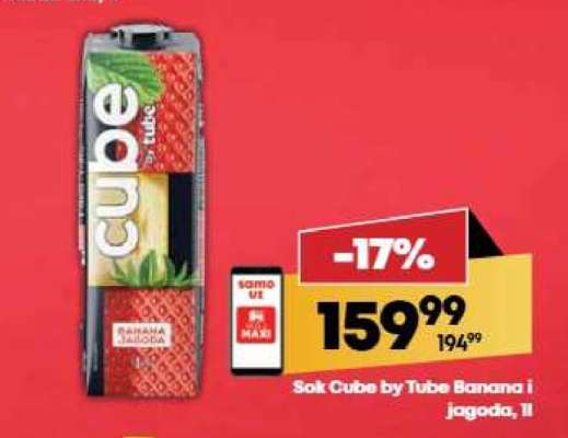 Sok Cube by Tube Banana i jagoda, 1l