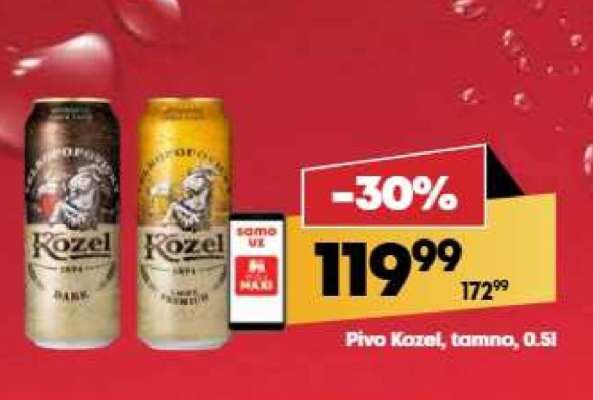 Pivo Kozel, tmavé, 0.5l