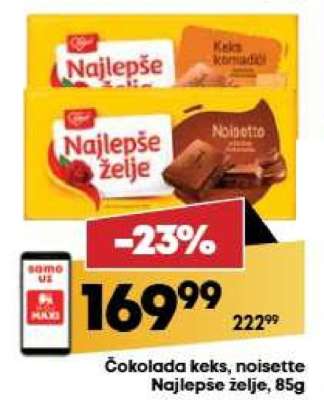 Čokolada keks, noisette Najlepše želje, 85g