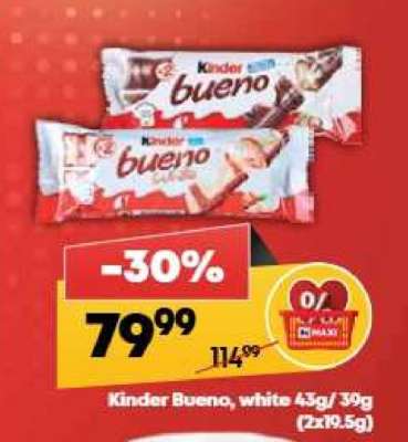 Kinder Bueno, white 43g/39g (2x19.5g)