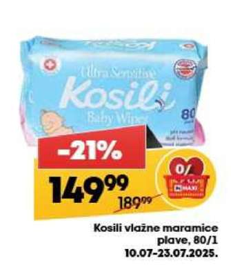 Kosili vlažne maramice plave, 80/1