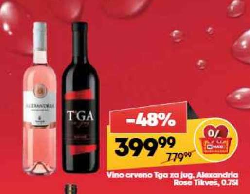 Vino crveno Tga za jug, Alexandria Rose Tikveš, 0,75l