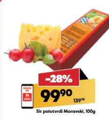 Sir polutvrdi Moravski, 100g