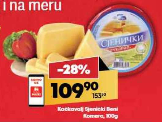 Kačkavalj Sjenički Beni Komerc , 100g