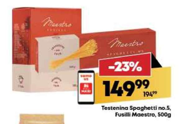 Testenina Spaghetti no.5, Fusilli Maestro, 500g