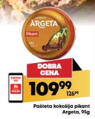 Pašteta kokošija pikant Argeta 95g