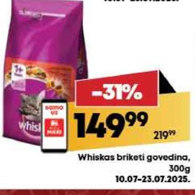 Whiskas briketi govedina, 300g