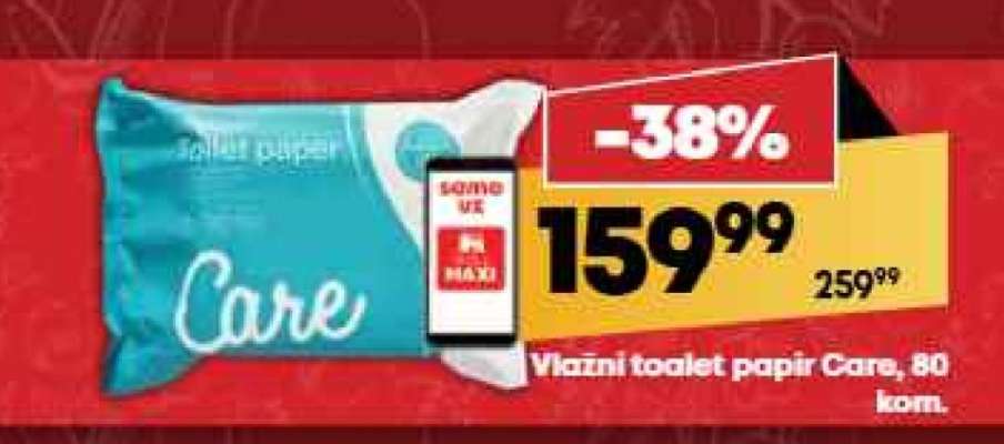Vlažni toalet papir Care, 80 kom.