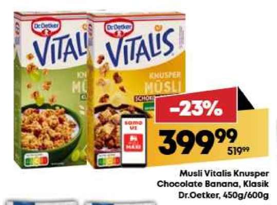 Musli Vitalis Knusper Chocolate Banana, Klasik