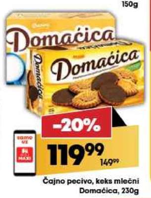 Čajno pecivo, keks mlečni Domaćica, 230g