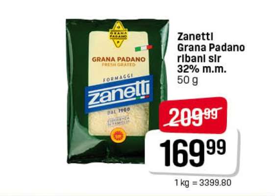 Zanetti Grana Padano ribani sýr 32% m.m.