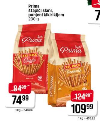 Prima štapići slani, punjeni kikirikijem