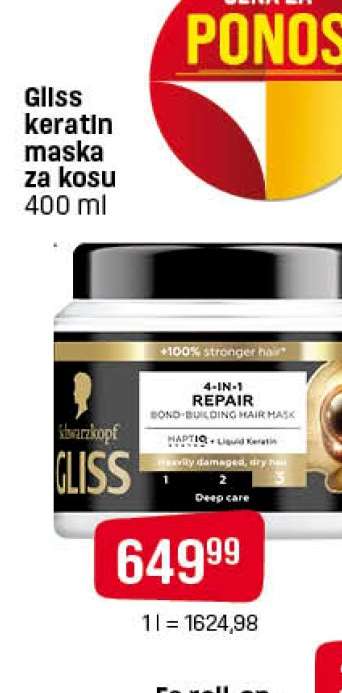 Gliss keratin maska za kosu 400 ml
