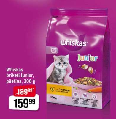 Whiskas briketi Junior, piletina, 300 g