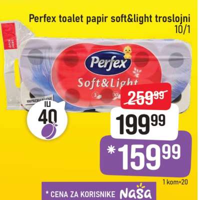 Perfex toalet papir soft&light troslojni