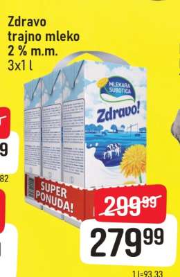 Zdravo trajno mleko 2% m.m. 3x1 l