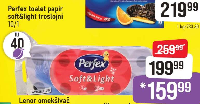 Perfex toalet papir soft&light troslojni 10/1
