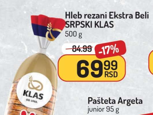 Hleb rezani Ekstra Beli SRPSKI KLAS