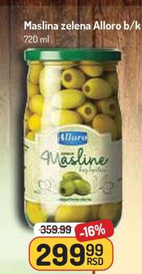Maslina zelena Alloro b/k