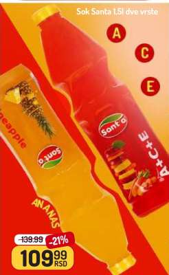 Sok Santa 1,5l dve vrste