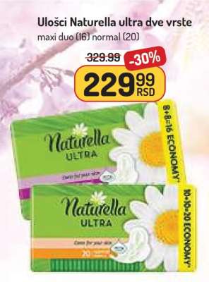 Ulošci Naturella ultra dve vrste