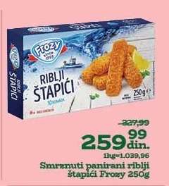 Smrznuti panirani riblji štapići Frozy 250g
