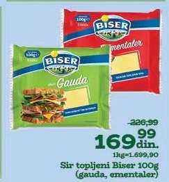 Sir topljeni Biser 100g (gauda, ementaler)