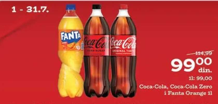 Coca-Cola, Coca-Cola Zero i Fanta Orange 1l