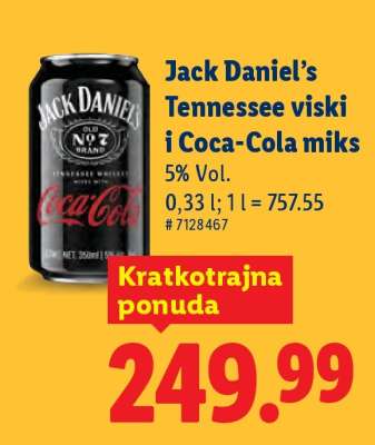 Jack Daniel's Tennessee viski i Coca Cola miks