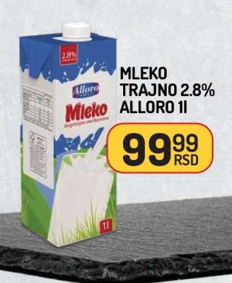 Mleko trajno 2,8% Alloro 1l