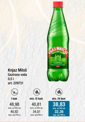 Knjaz Miloš Gazirana voda 0,5 l