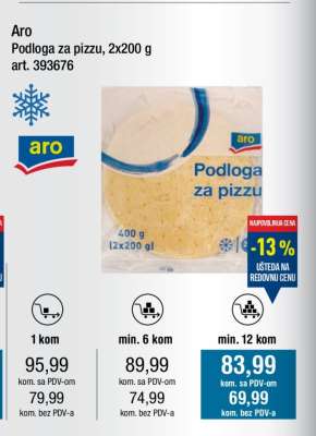 Aro Podloga za pizzu, 2x200 g