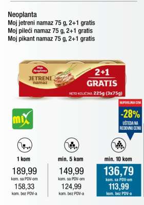 Neoplanta Moj namaz 75 g, 2+1 gratis