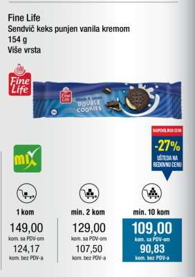 Fine Life Sendvič keks punjen vanila kremom
