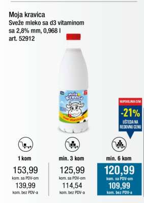 Moja kravica Sveže mleko sa d3 vitaminom