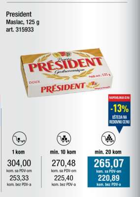 President maslac 125 g
