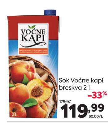 Sok Voćne kapi breskva 2 l