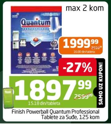 Finish Powerball Quantum Professional Tablete za Suđe, 125 kom