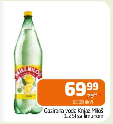 Gazirana voda Knjaz Miloš 1.25l sa limunom