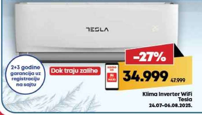 Klima Inverter WiFi Tesla
