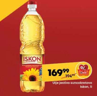 Ulje jestivo suncokretovo Iskon, 1l