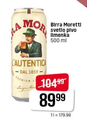 Birra Moretti svetlo pivo
